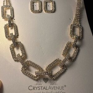 Crystal Avenue Gold Necklace and Earring Set